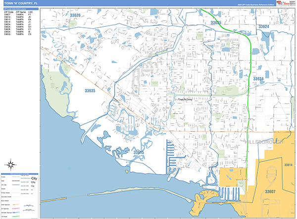 Town 'n' Country, FL Zip Code Map